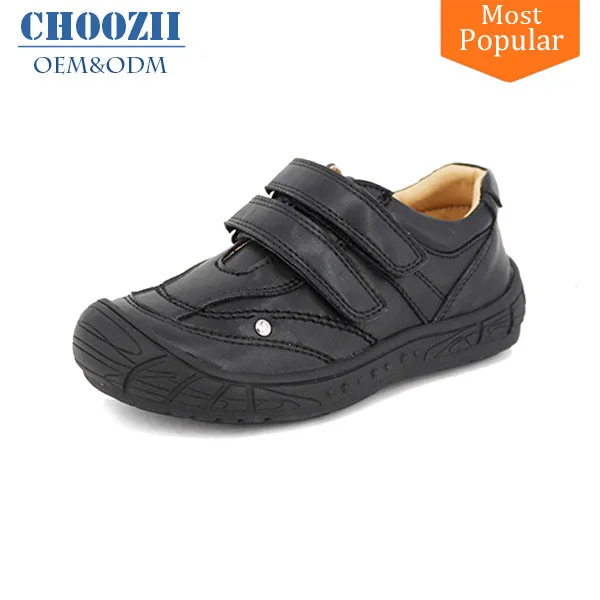 kids black leather trainers
