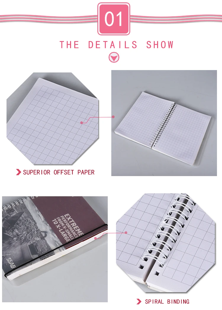 Custom Logo Printed A4/A5 Size PP Plastic Cover Spiral Notebook with Elastic Strap