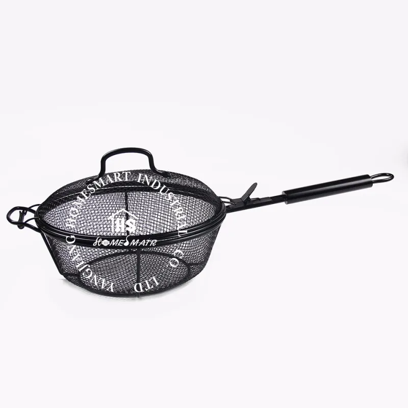 Chrome Wire Mesh Grilling Vegetable Basket Bbq Barbecue Topper Wok