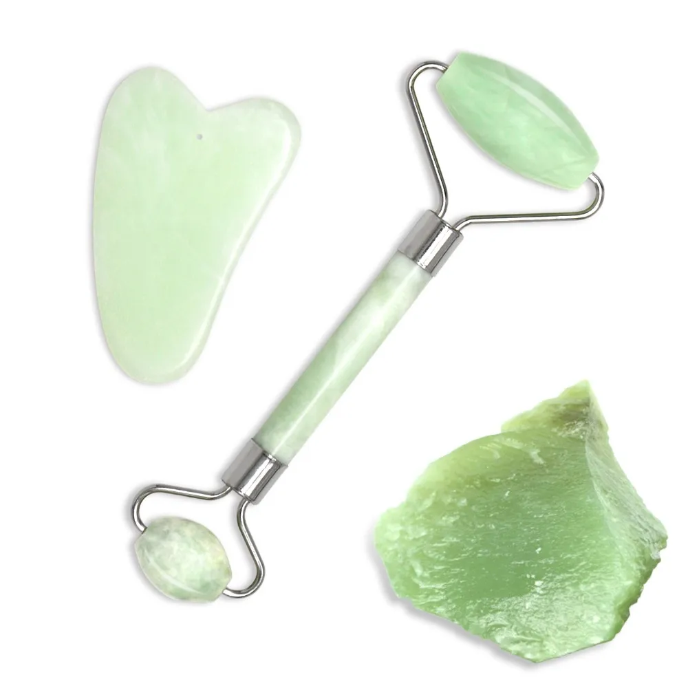 2 In 1 Authentic Jade Stone Face Massager Kit Antiaging Beauty Tools