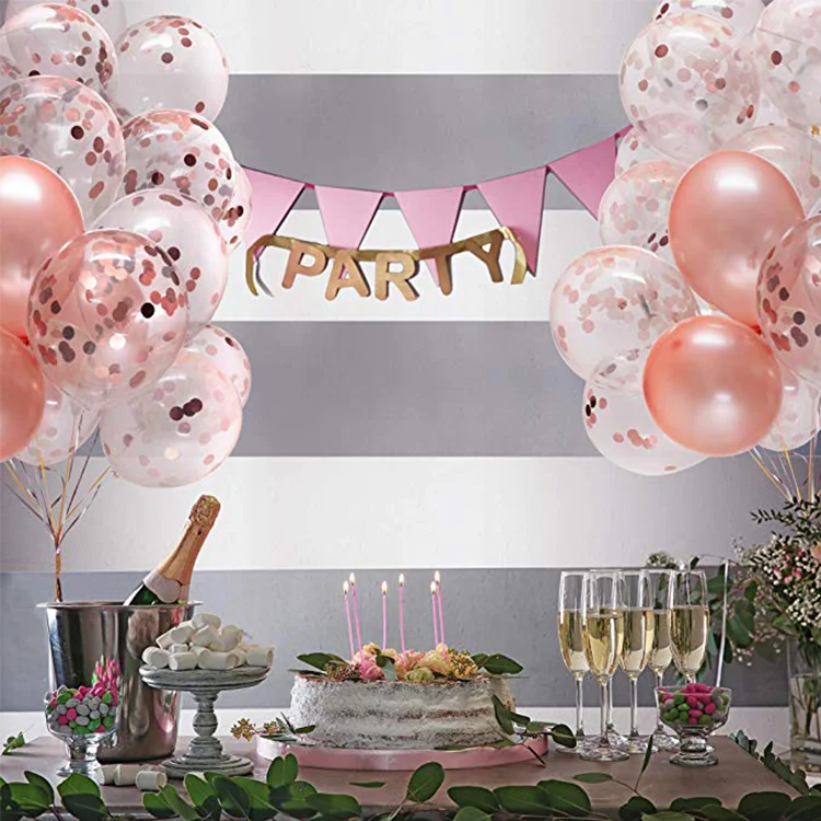 12inch 18inch 36inch rose gold latex balloon fill with mixed confetti balloon for Wedding Birthday Party