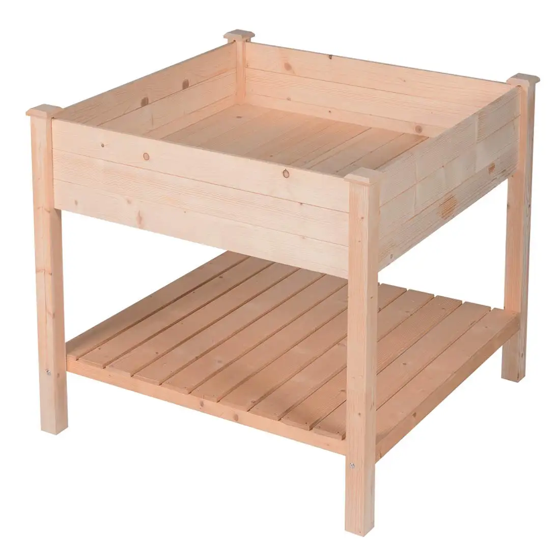 Outdoor Patio Wooden Raised Garden Bed Elevated Planter Flower Grow Box