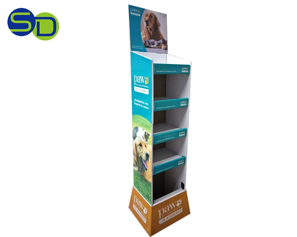 Pop Up Cardboard Pet Products Floor Display Pet Food Display Rack Puppy ...