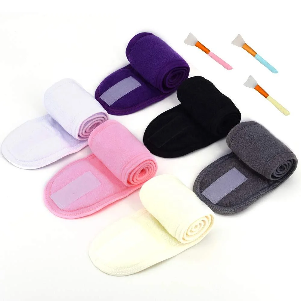 Spa Facial Headband Whaline Head Wrap Terry Cloth Headband Stretch Towel With Magic Tape For