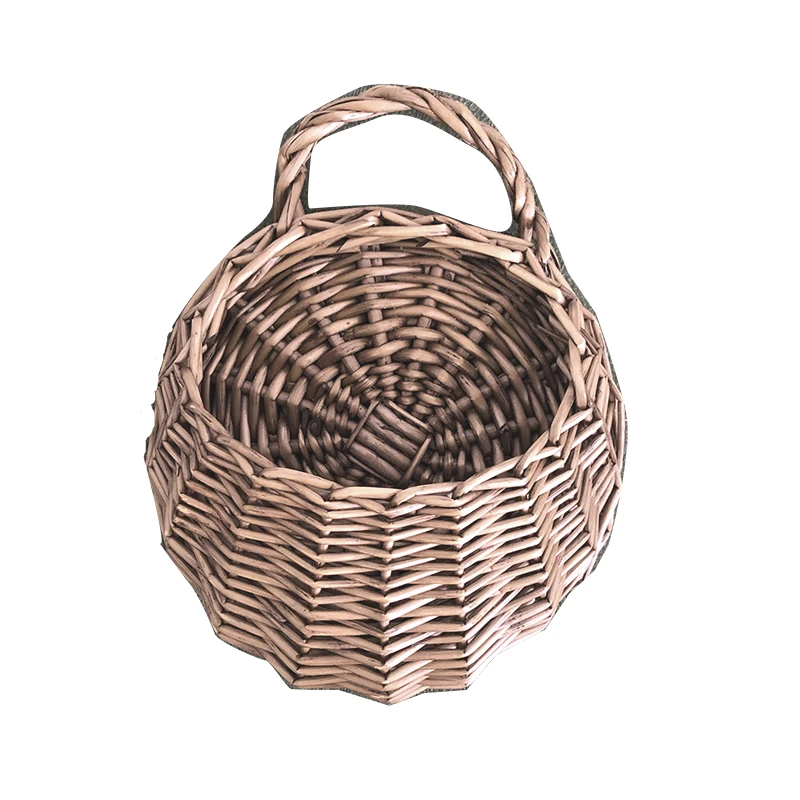 Round Wicker Basket With Handle Hanging Flower Plant Buy Wicker