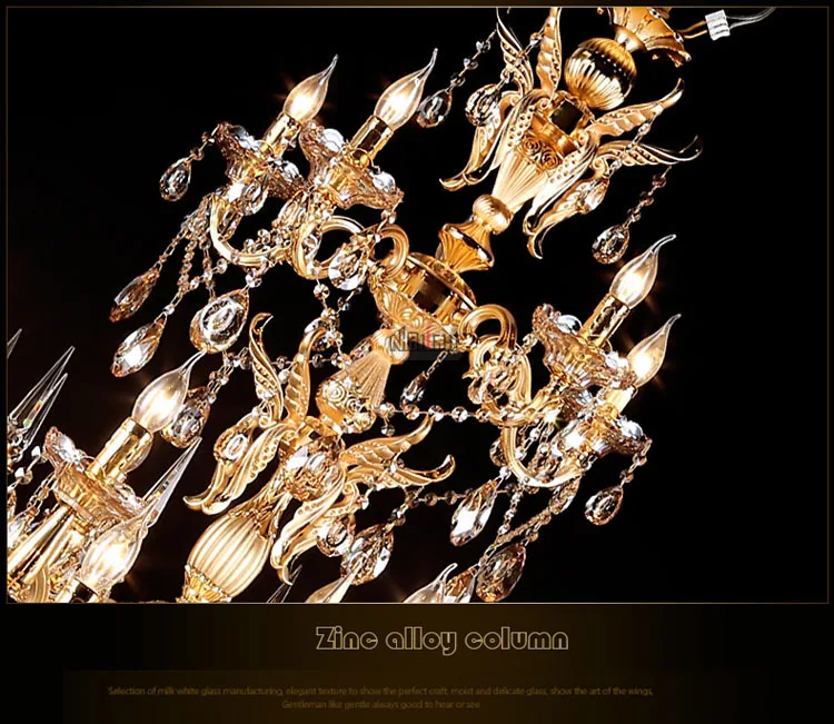 European zinc alloy gold crystal chandeliers pendant lights for the living room corridor of the hotel and villa