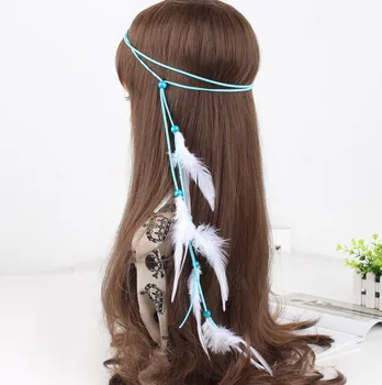 Summer Bohemian Style Feather Headband And Beads Hair Accessories