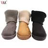 CF-134 Free Samples Ankle Pattern Knitted Fabric And Genuine Leather Winter Boots For Women Columbia