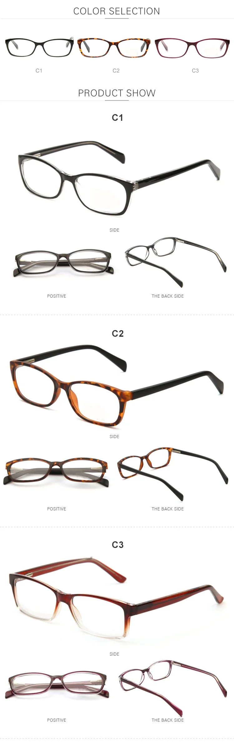 Unisex Demi Acetate Frame Flexible Reading Glasses Manufacturers China, View China Reading