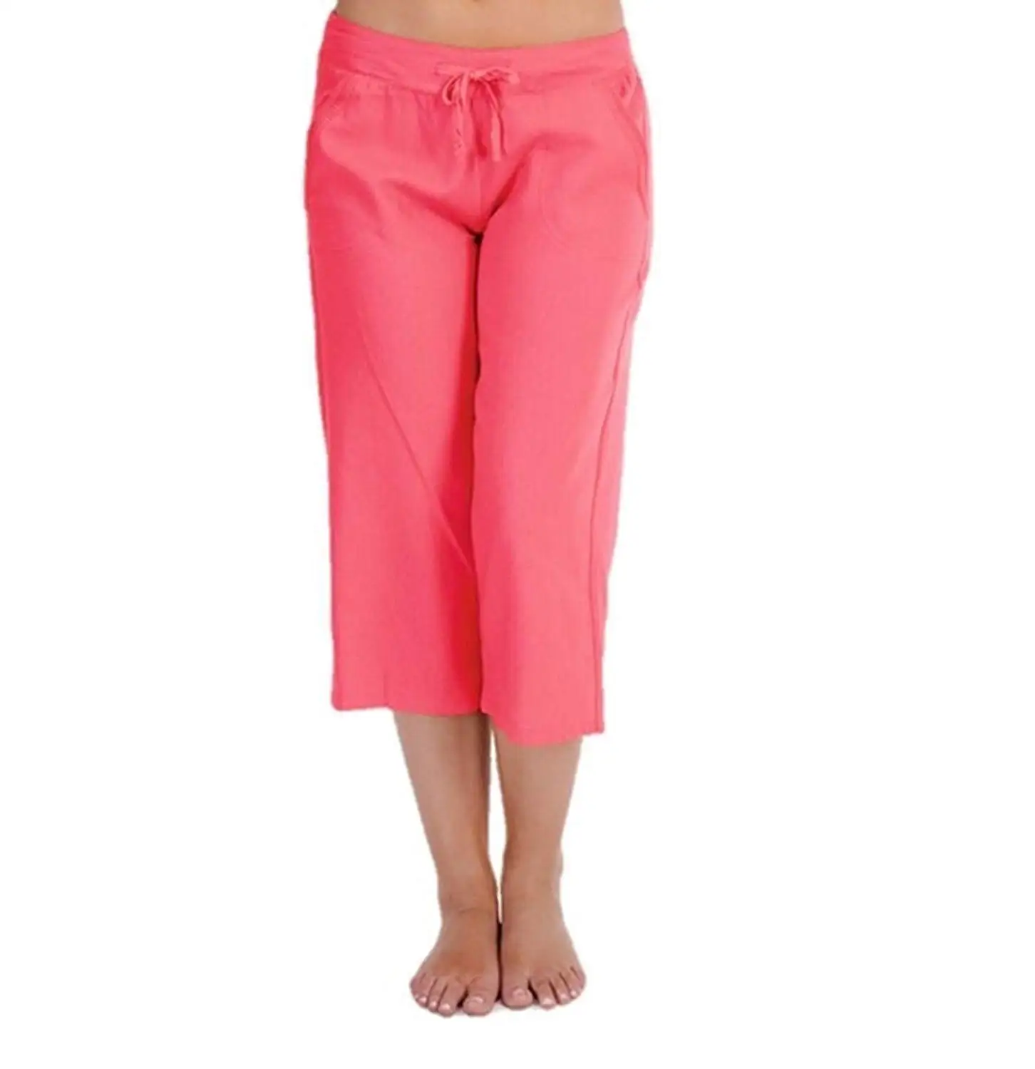 Style It Up Womens Ladies Linen 3//4 Trousers Pants Summer Casual Holiday Beach Chino Cargo