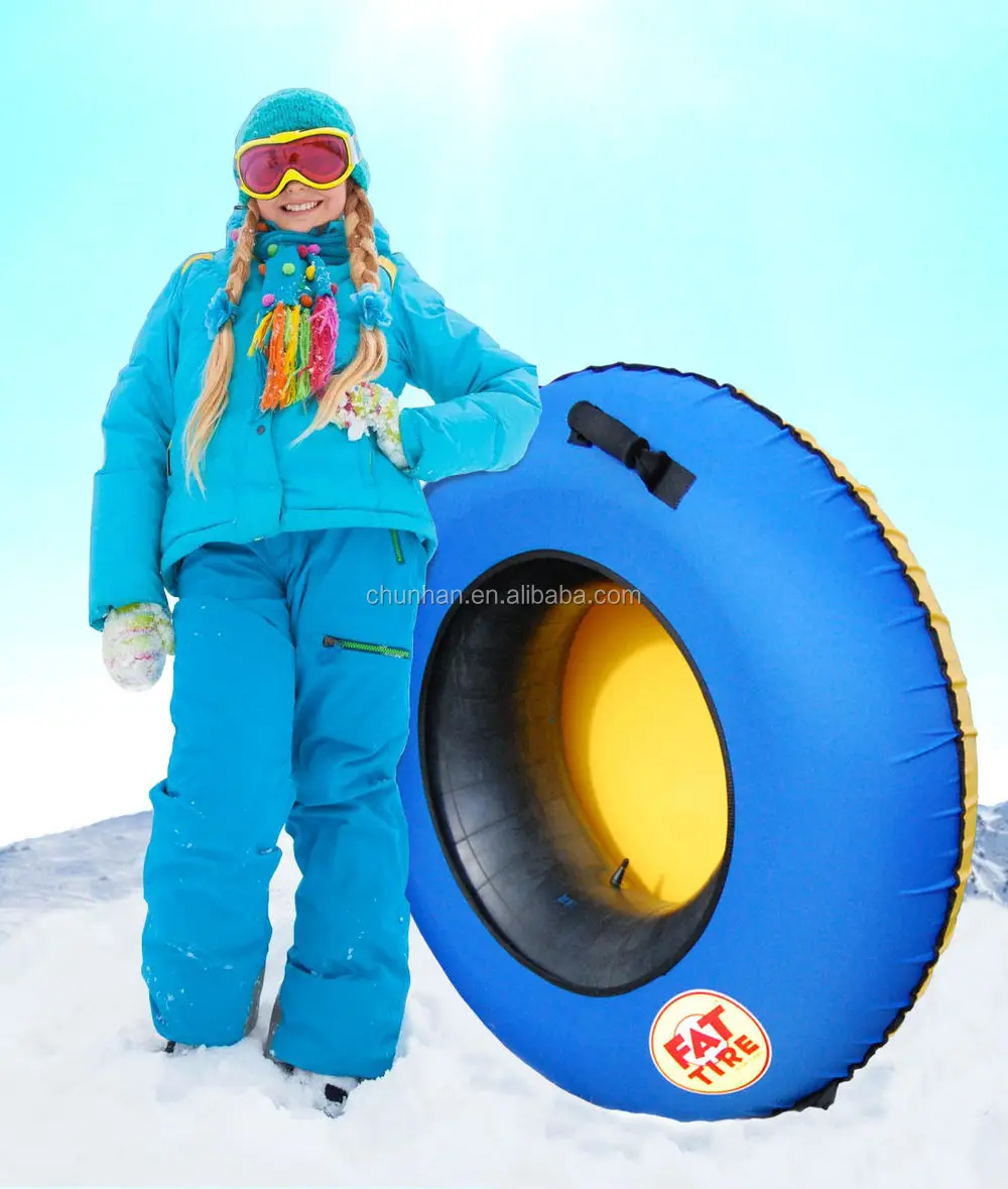 Heavy Duty Inflatable Snow Tube With Nylon Cover And Hard Plastic