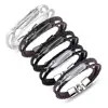 feather design genuine multi strand leather bracelet with toggle Clasp