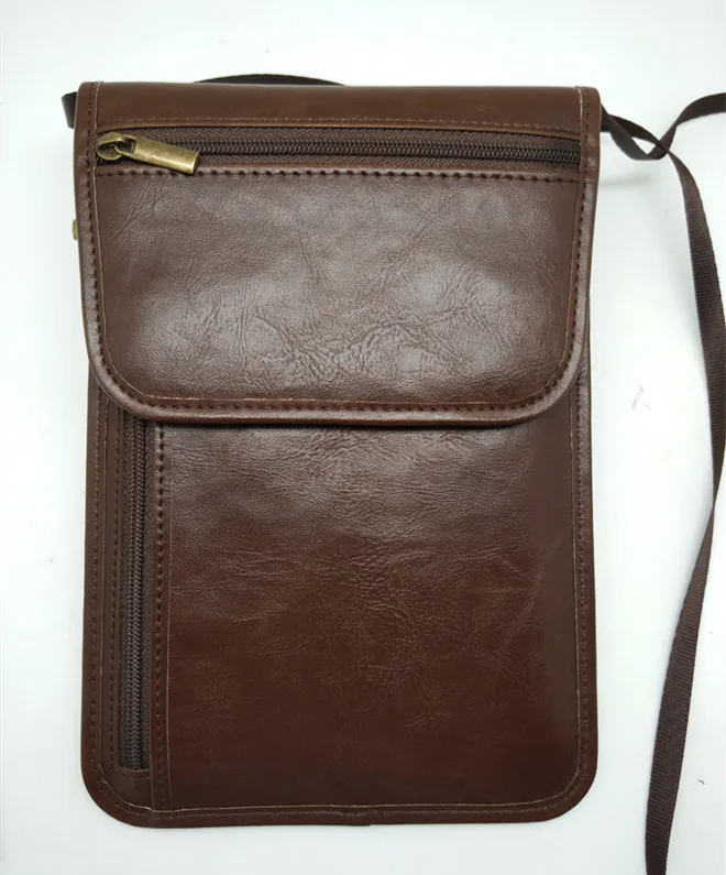 Boshiho Vintage Pu Leather Men Travel Neck Wallets Family Passport