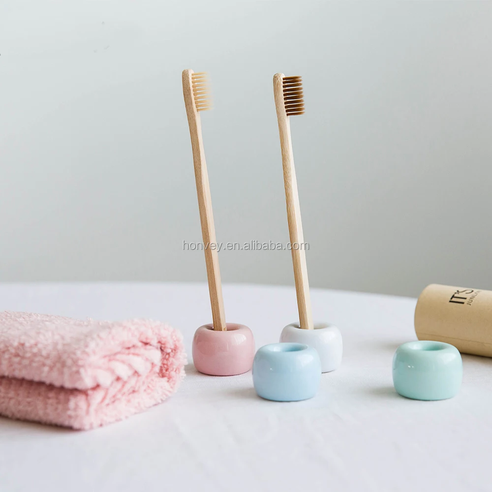 Mini Ceramic Toothbrush Holder Porcelain Tooth Brush Stand Ring