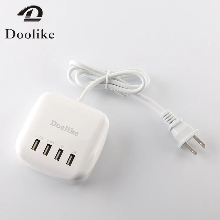 4 In 1 Usb Charger Eu Uk Us Plug Wall Charger White 2.4a 1a Portable