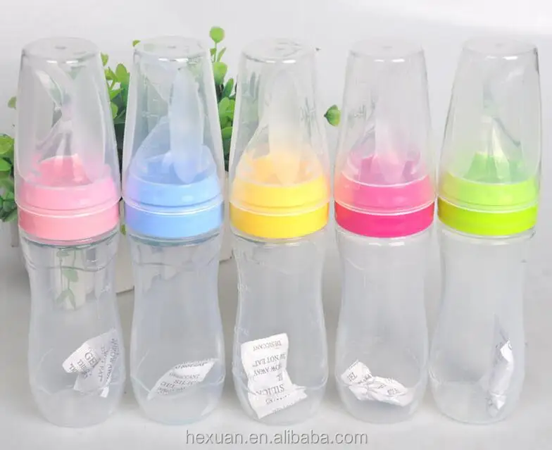 5colors Stocked Or Oem 120ml Silicone Baby Feeding Bottle Spoon