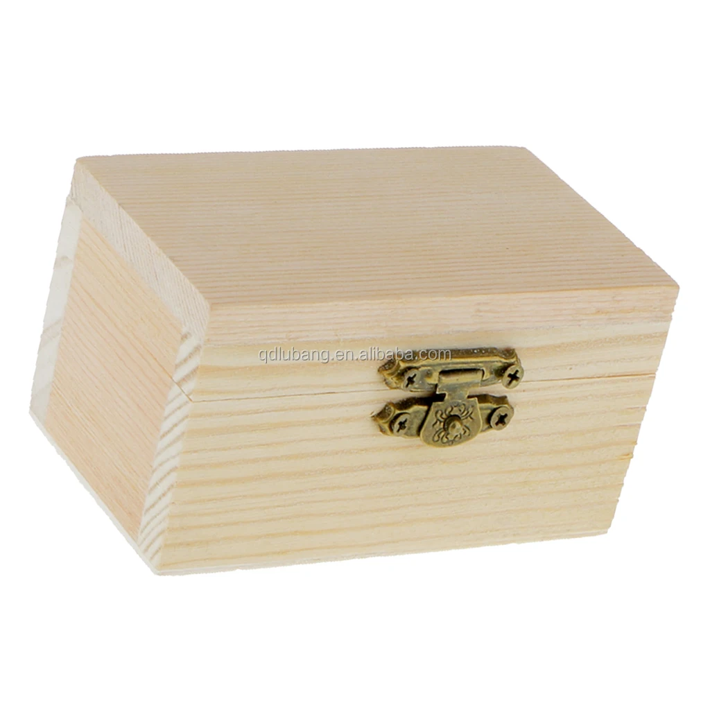 2pcs Unfinished Wood Treasure Chest Boxes For Weddings Crafts Kids