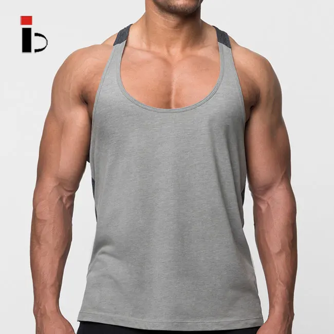 Wholesale sport mens stringer polyester cotton gym tank top