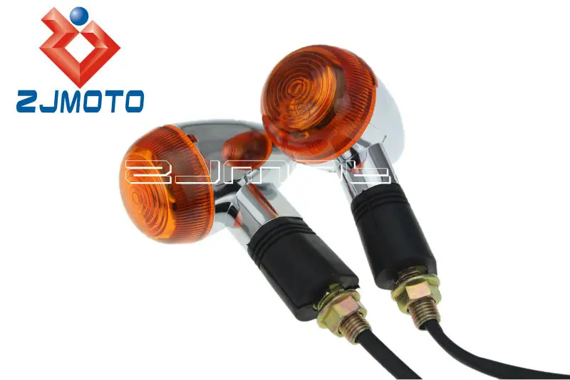 Motorcycle 4 Pcs Red Lens And Chrome Shell Bullet Turn Signals Lights