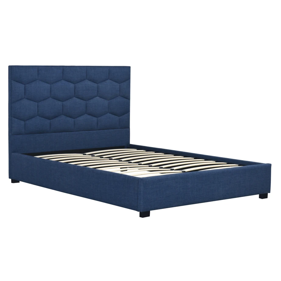 Hotel Wooden Models Cover Sleeping Fabric Bed With Drawers For