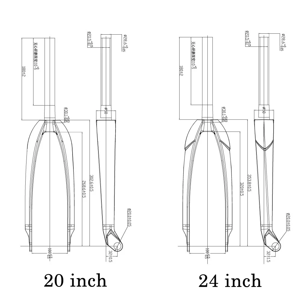 Bmx shop fork sizes