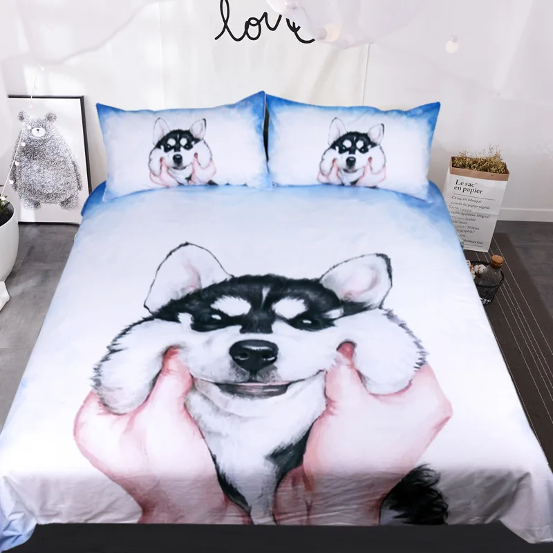 Wholesale Cartoon 3d Photos Digital Dog Animal Print Bed Sheet