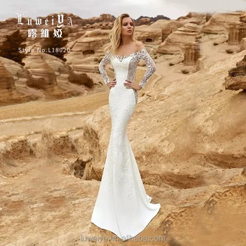 Chinese Long Sleeve Lace Wedding Dress