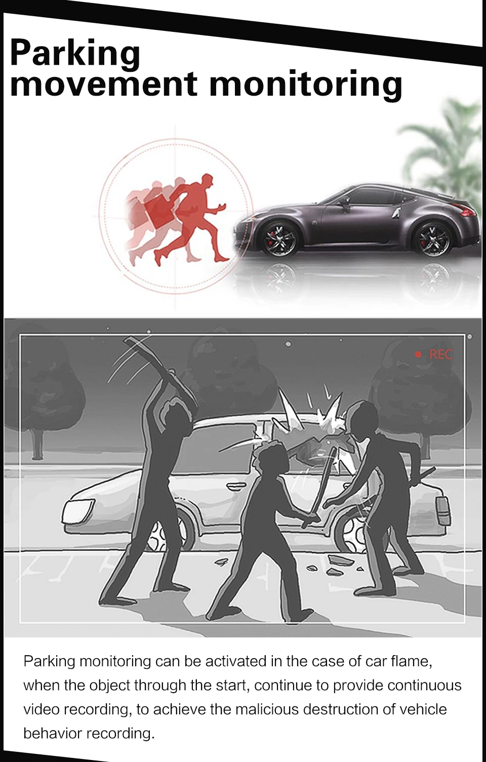 9075 Double lens 1080P Starlight Night Vision Car Camera