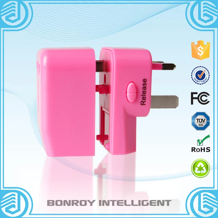 The fashion new patent multi function universal rohs travel adapter with usb charger