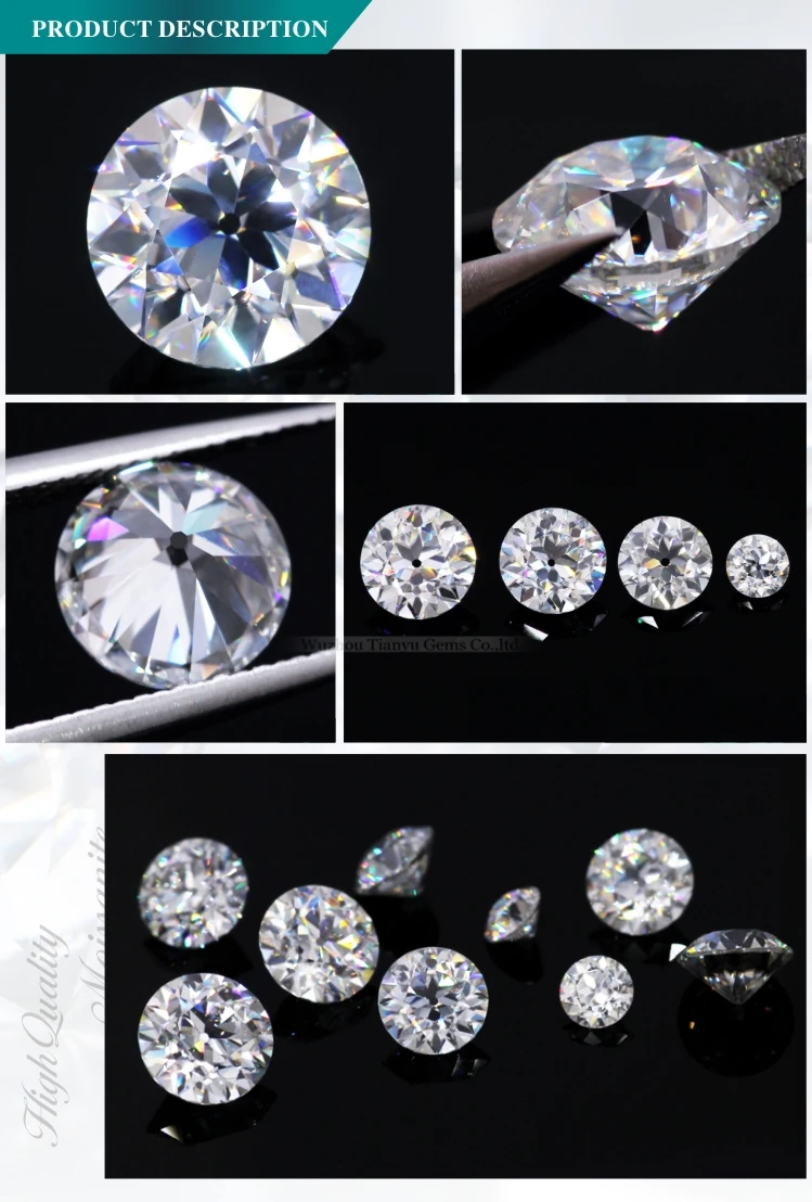 White Moissanite Stone Fake Loose Synthetic Diamonds Color Play Or Fire ...