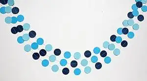 Paper Garland, party decor, Circles paper garland BLUE, light, medium and marine, Birthday party, children's room, nursery, photo props