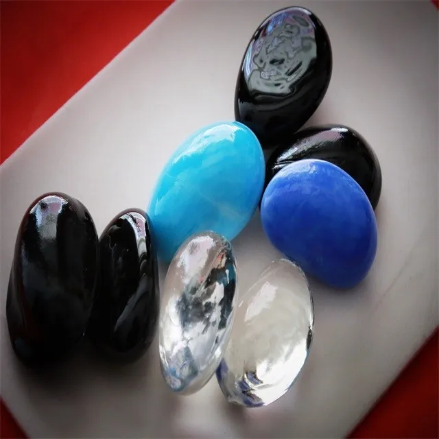Black Flat Glass Stones Glass Pebbles,Flat Glass Pebbles For Grave Side