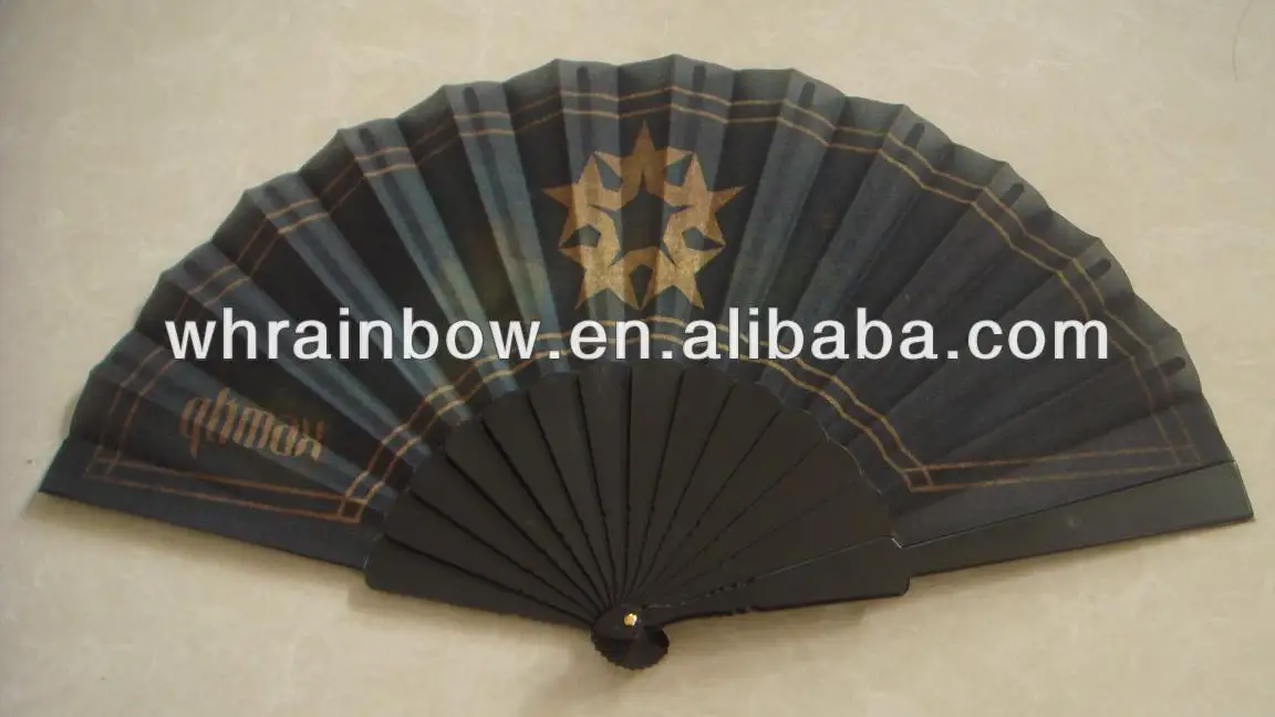 cotton fabric fan with plastic handle