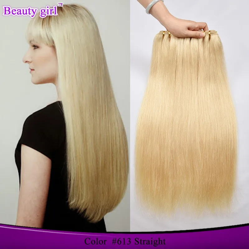 Natural Virgin Human Bundle 613 Blonde 34 Inch Straight Hair Weave