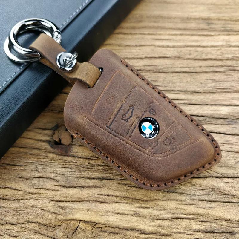 brown leather key case