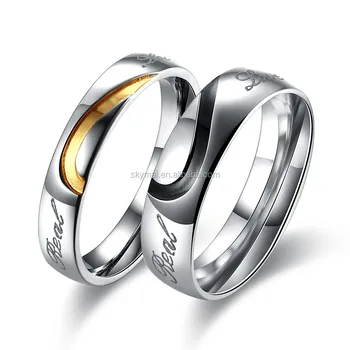 Hot Sale Real Love Wedding Ring For Ladies Stainless Steel Couple