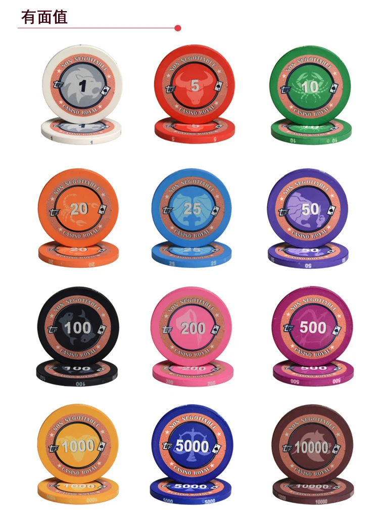 39mm Casino Quality Ceramic Poker Chips For Wholesale With Numbers Or