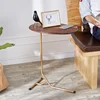 Set of 2 sofa bed side table coffee table with gold metal legs night stand solid wood top