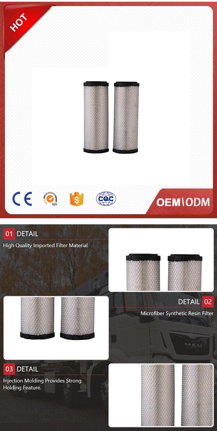 truck parts air filters element 26510362 C11103 E582L AF25290 P772578air filter cleaner