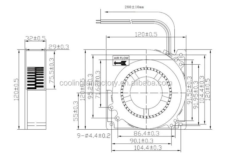 Centrifugal Fan, 12032, 220v, 120x120x32mm, 120mm - detail 2