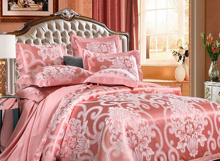 Oem / Odm Bed Sheet Designs Ribbon Work Bedding Comforter Sets Luxury