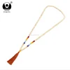 Wood mala natural stone tassel necklace jewelry