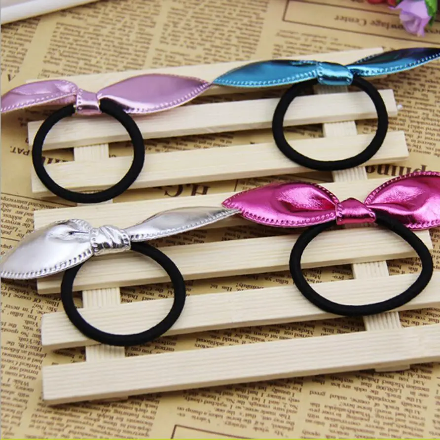 4pcs Cute Single Sequin Rabbit Ears Rubber Band Baby Girl Hair Accessories Bands Hair Elastic Accessories