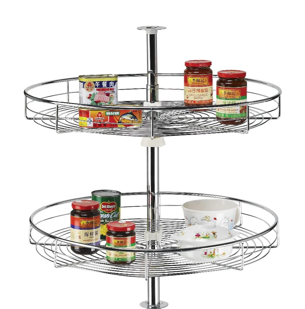 2 Shelf Shelving Organizer Revolving 360 Lazy Susan Corner