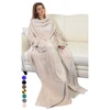 Adults Wearable Blanket With Sleeves Arms Soft Cozy Plush Fleece Wrap Throws Blanket Robe For Women And Men