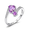 0.9ct Natural Amethyst 3 Stone Anniversary Ring 925 Sterling Silver From JewelryPalace