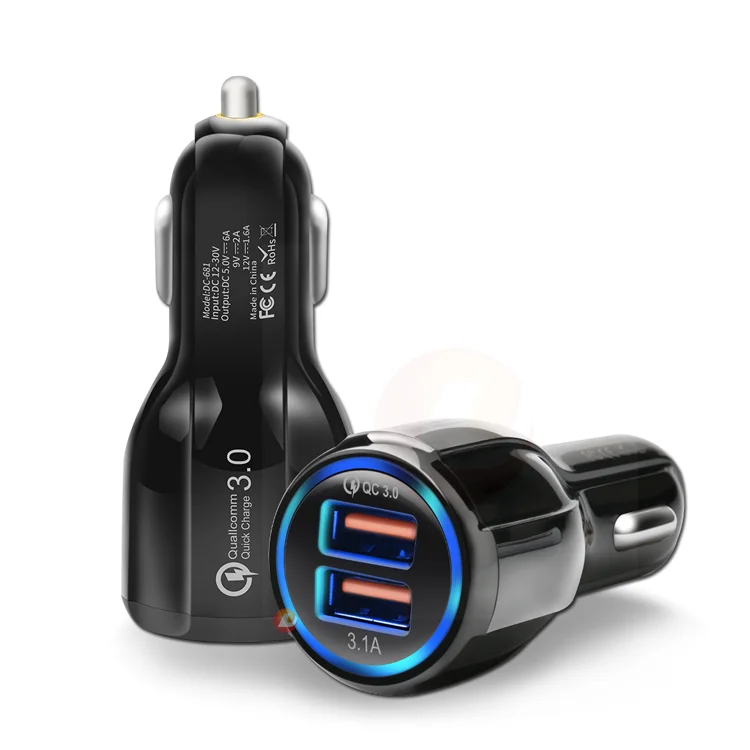 Qc 3 0 And 5v 3 1a Usb Fast Charging 2 Usb Port Quick Charger 3 0 Usb Car Charger For Mobile