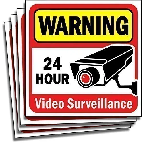 Video & Audio Surveillance In Progress Sign Alert Warning Sticker 