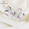 Custom happy back big heart shape elegant women sterling 925 silver earrings with synthetic ruby