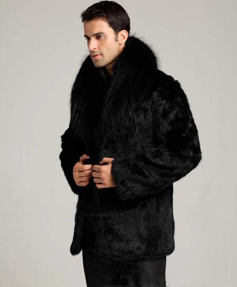 Men Winter Long Real Rabbit Fur Coats - Buy White Rabbit Fur Coat,Long ...